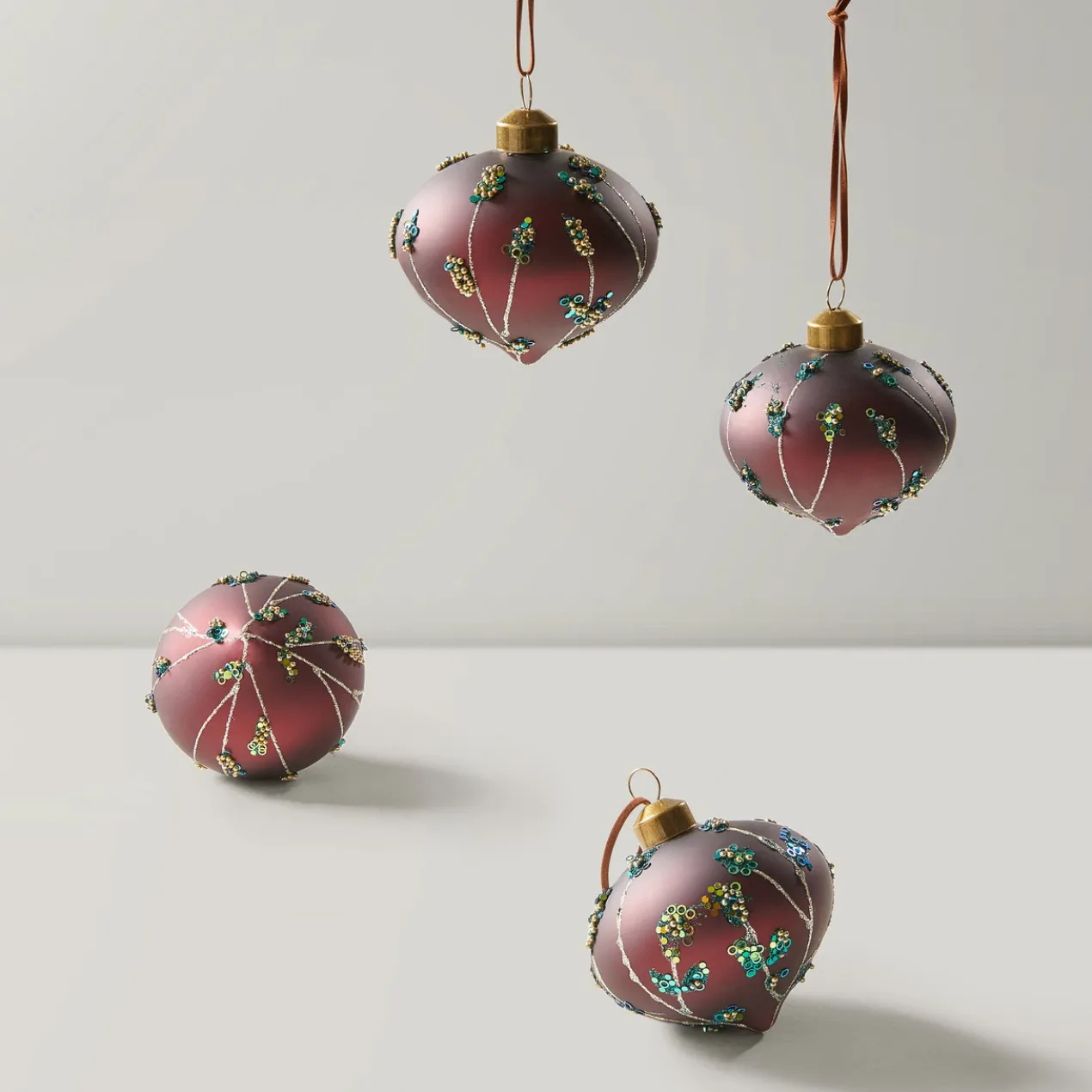 Beaded Teardrop Ornament - Set of 4