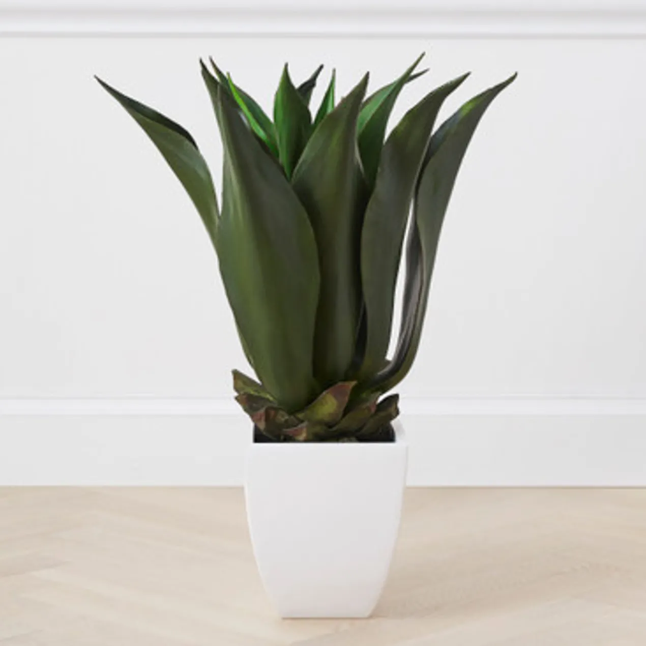 Faux Agave Bush With Square Pot