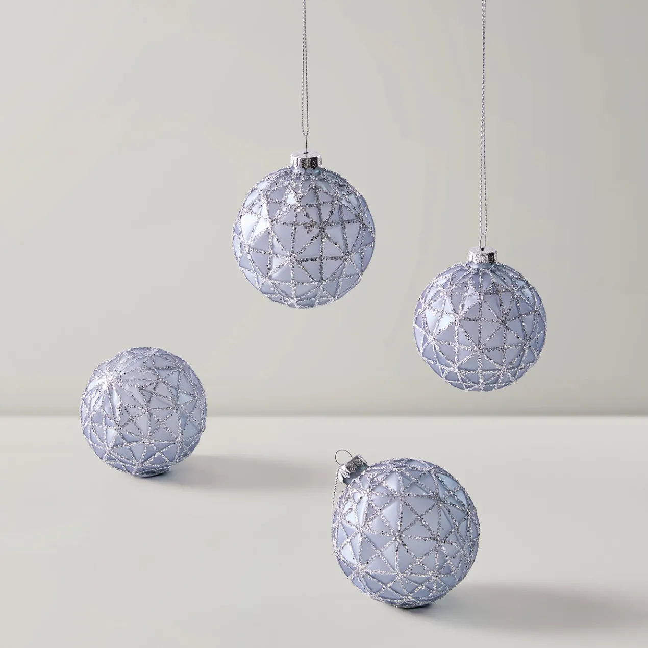 Geometric Glitter Ornament - Set of 4