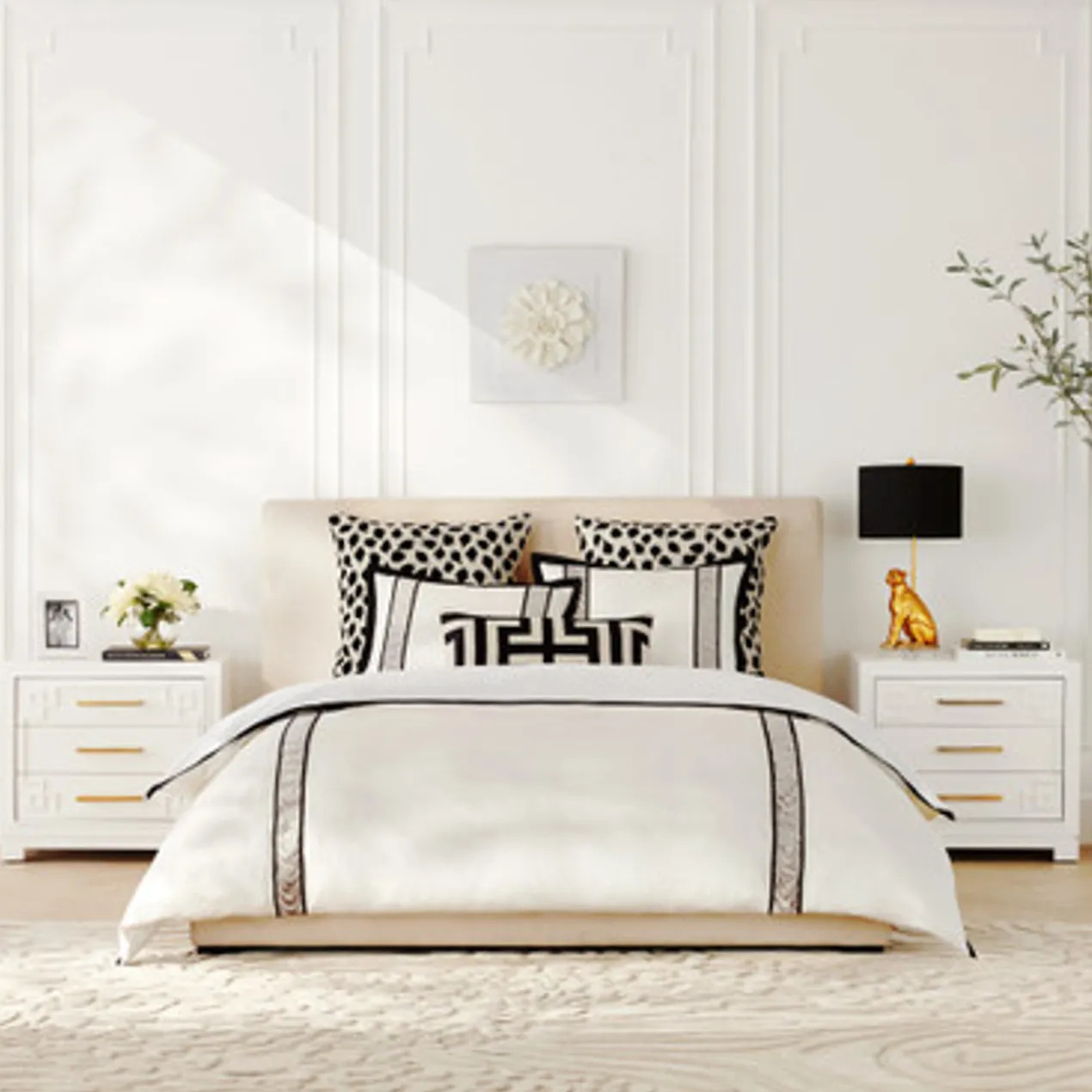 Gianna Frame Bedding - Grey/Black