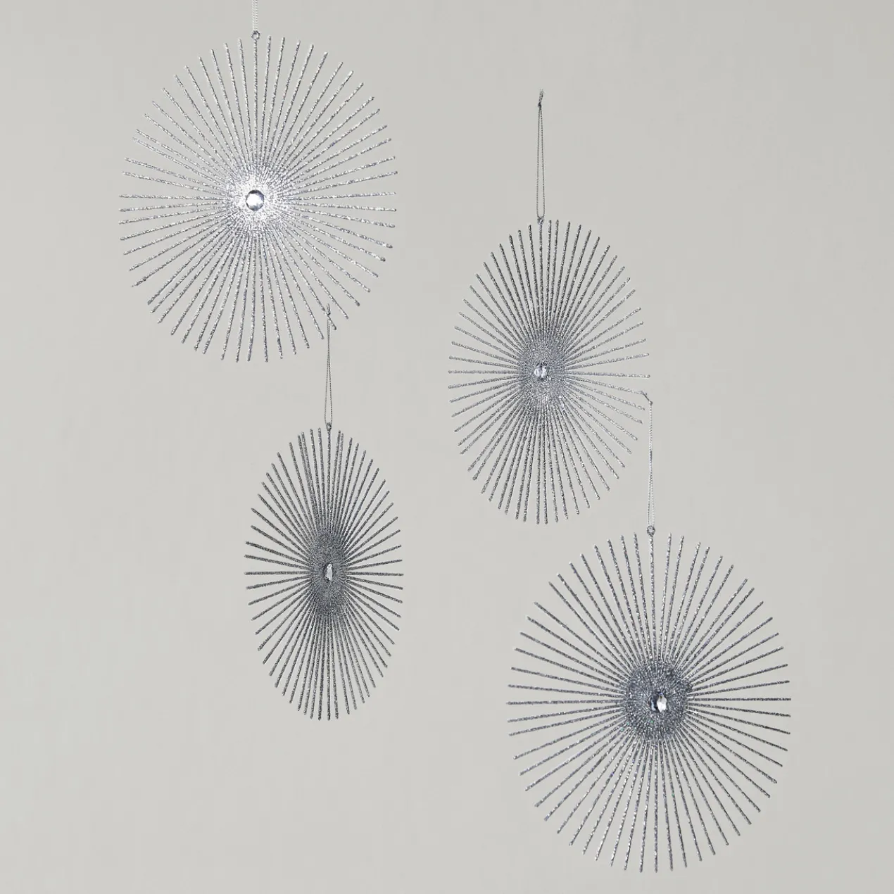 Glitter Starbust Ornaments - Set of 4