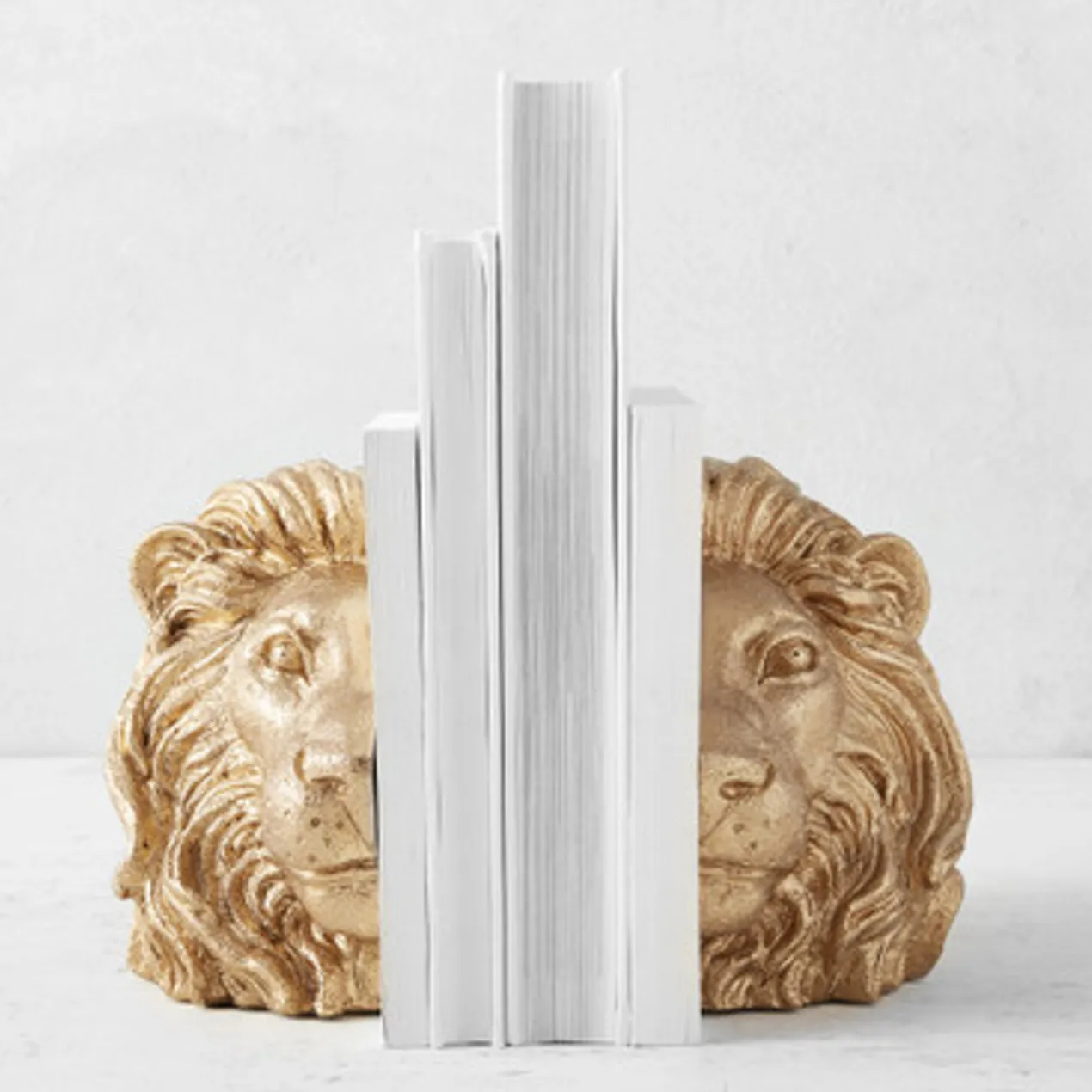 Lion Head Bookends