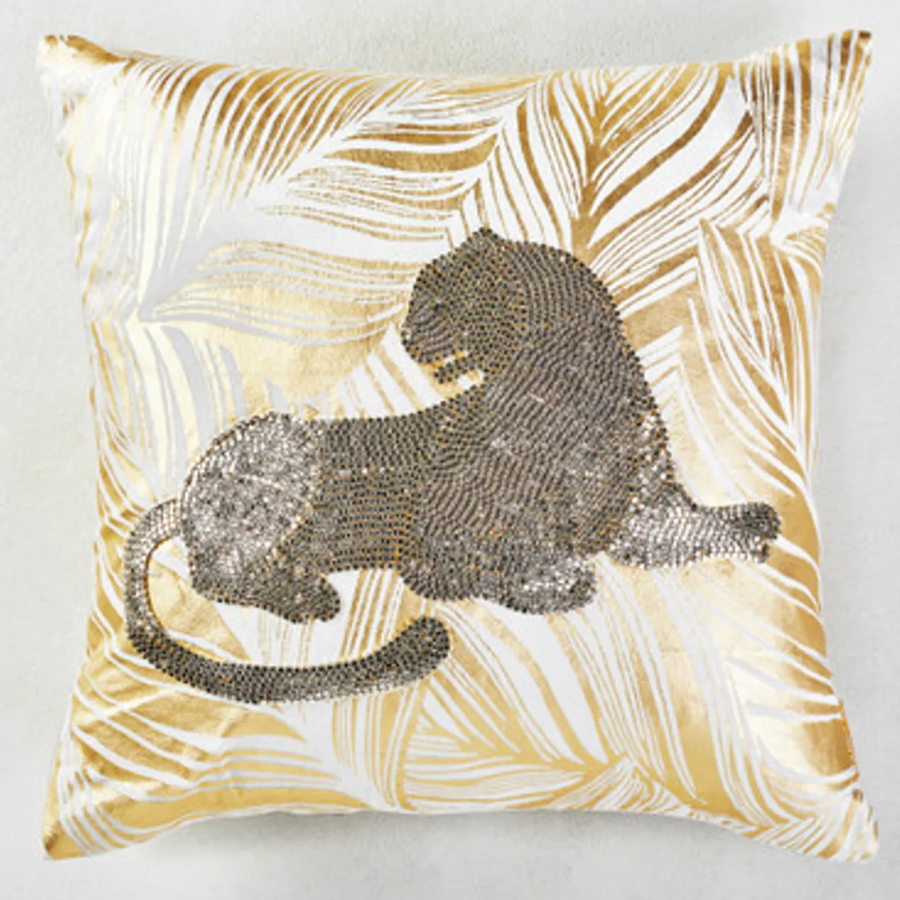 Mosaic Jaguar Pillow 20" - Gold