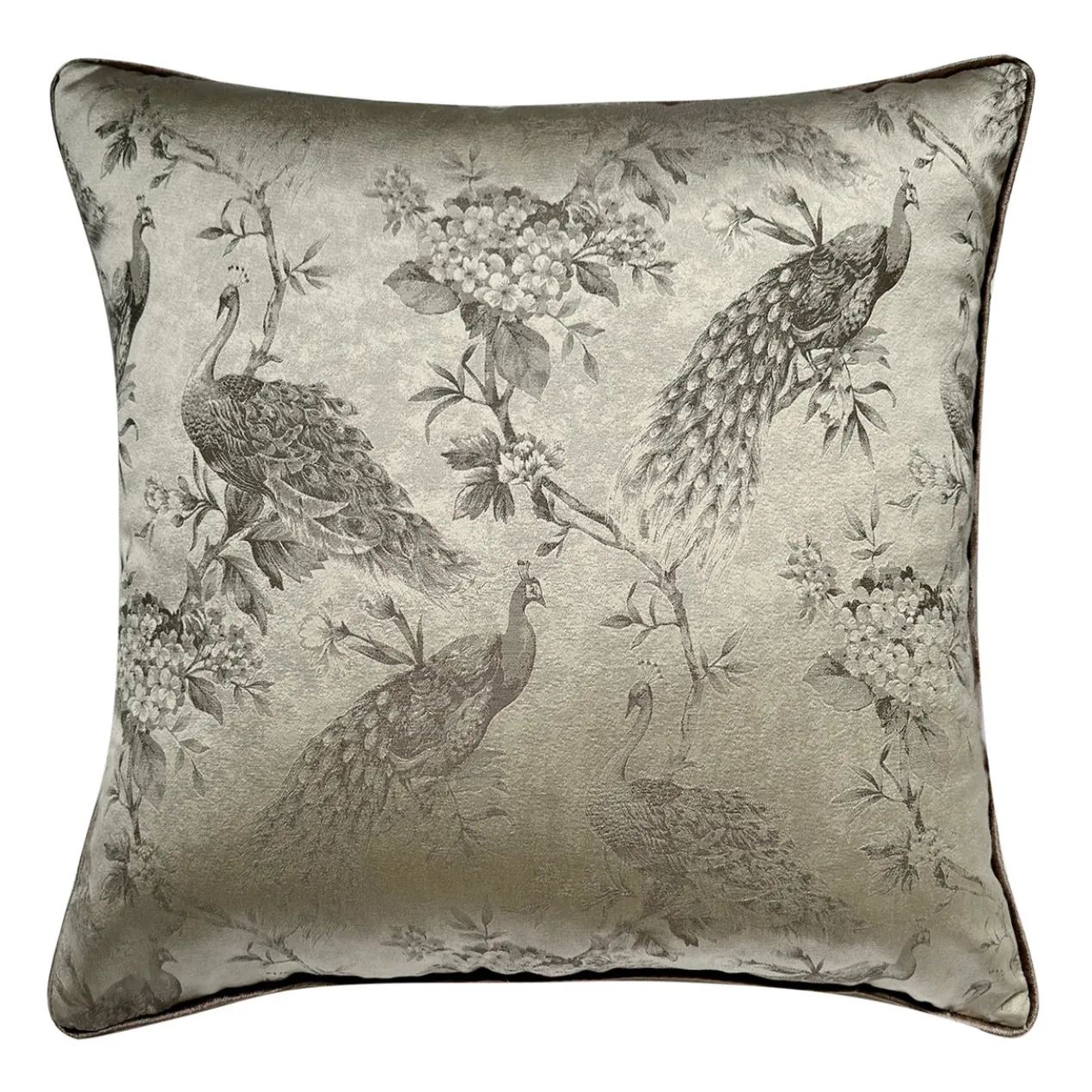 Peacock Pillow 20" - Silver