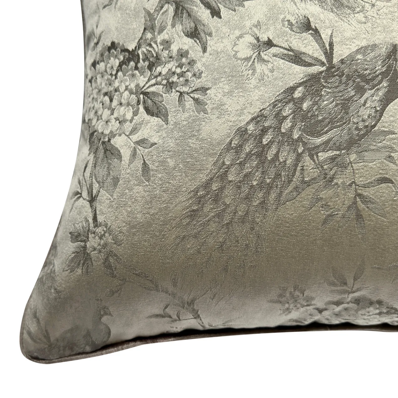 Peacock Pillow 20" - Silver