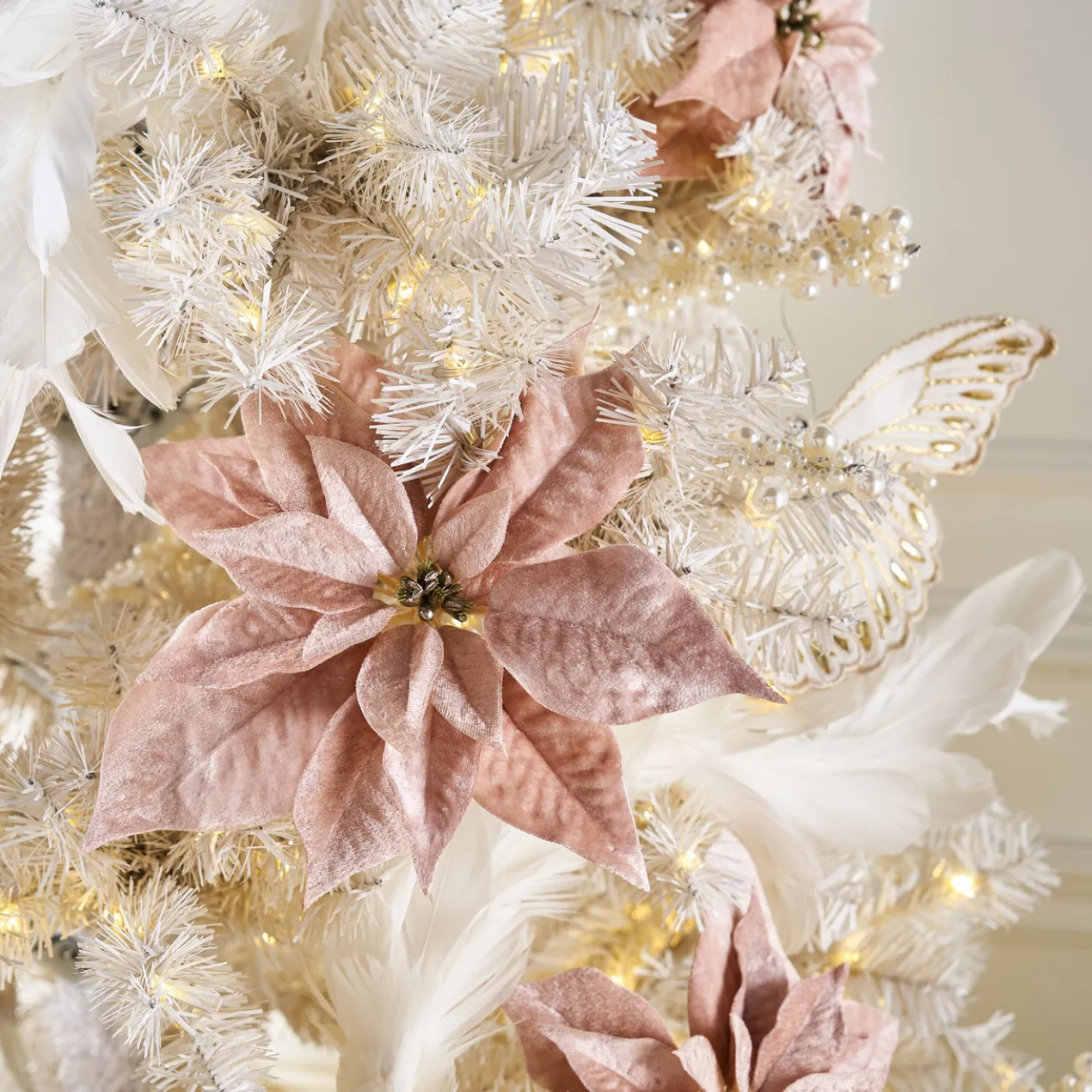 Velvet Poinsettia Clip - Blush - Set of 3